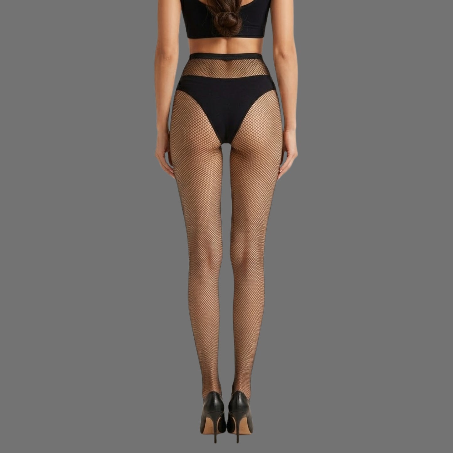 Collant a Rete Neri | Vita Alta con Slip Incorporato - Donna Italiana