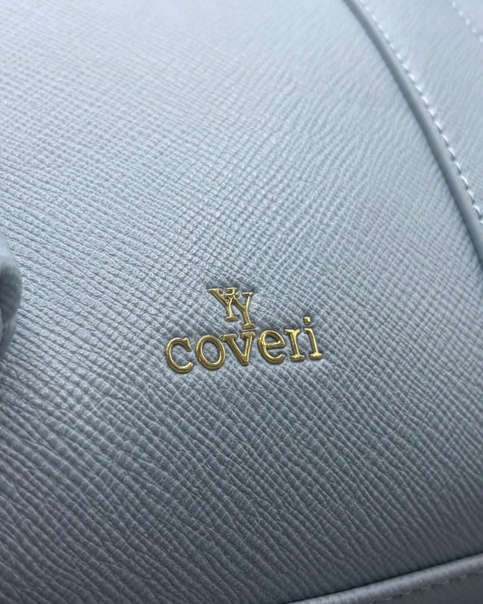Borsa a Mano Enrico Coveri Azzurra in Saffiano con Mini Sacca Charm - Donna Italiana
