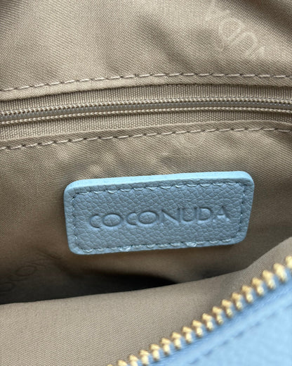 Borsa a Tracolla Coconuda Azzurro Pastello con Texture Floreale in Rilievo - Donna Italiana