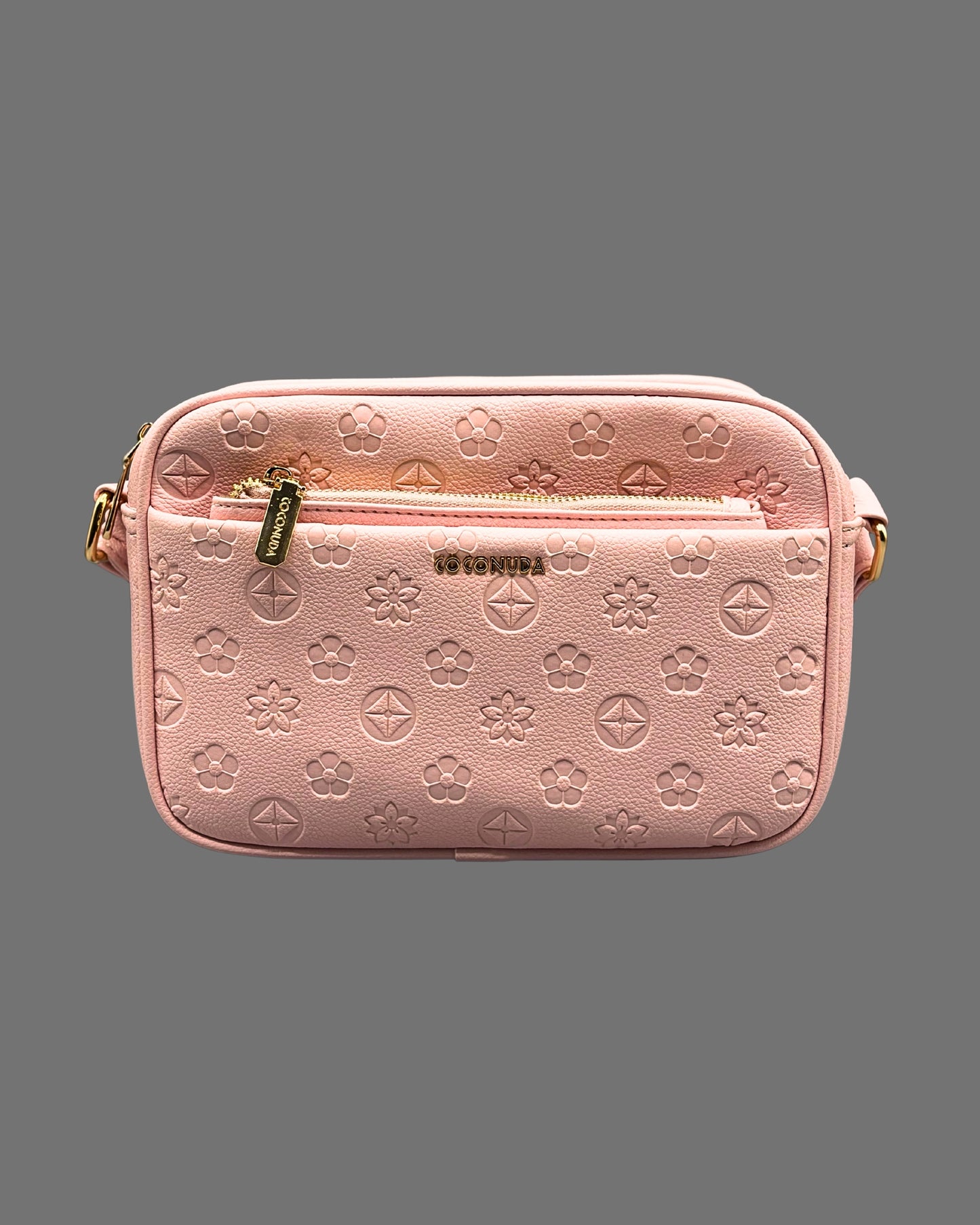 Borsa a Tracolla Coconuda Rosa con Texture Floreale in Rilievo e Tasca Frontale - Donna Italiana
