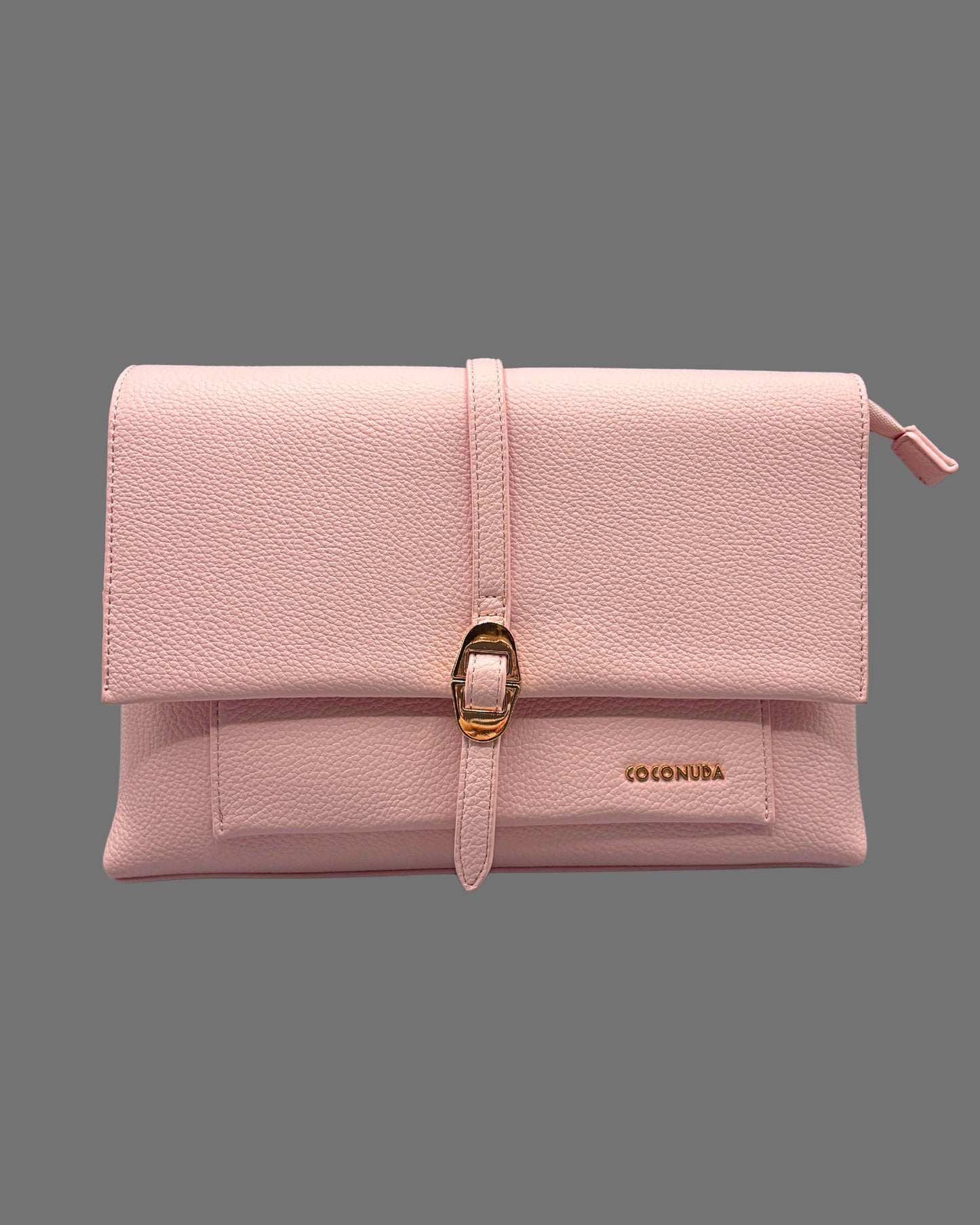Borsa a Tracolla Coconuda Rosa Confetto con Patta e Chiusura a Passante - Donna Italiana