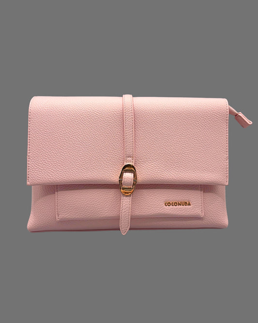 Borsa a Tracolla Coconuda Rosa Confetto con Patta e Chiusura a Passante - Donna Italiana