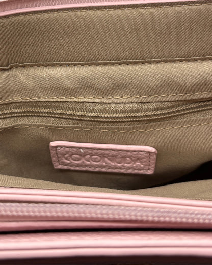 Borsa a Tracolla Coconuda Rosa Confetto con Patta e Chiusura a Passante - Donna Italiana