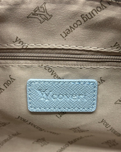 Borsa a Mano Enrico Coveri Azzurra in Saffiano con Mini Sacca Charm - Donna Italiana