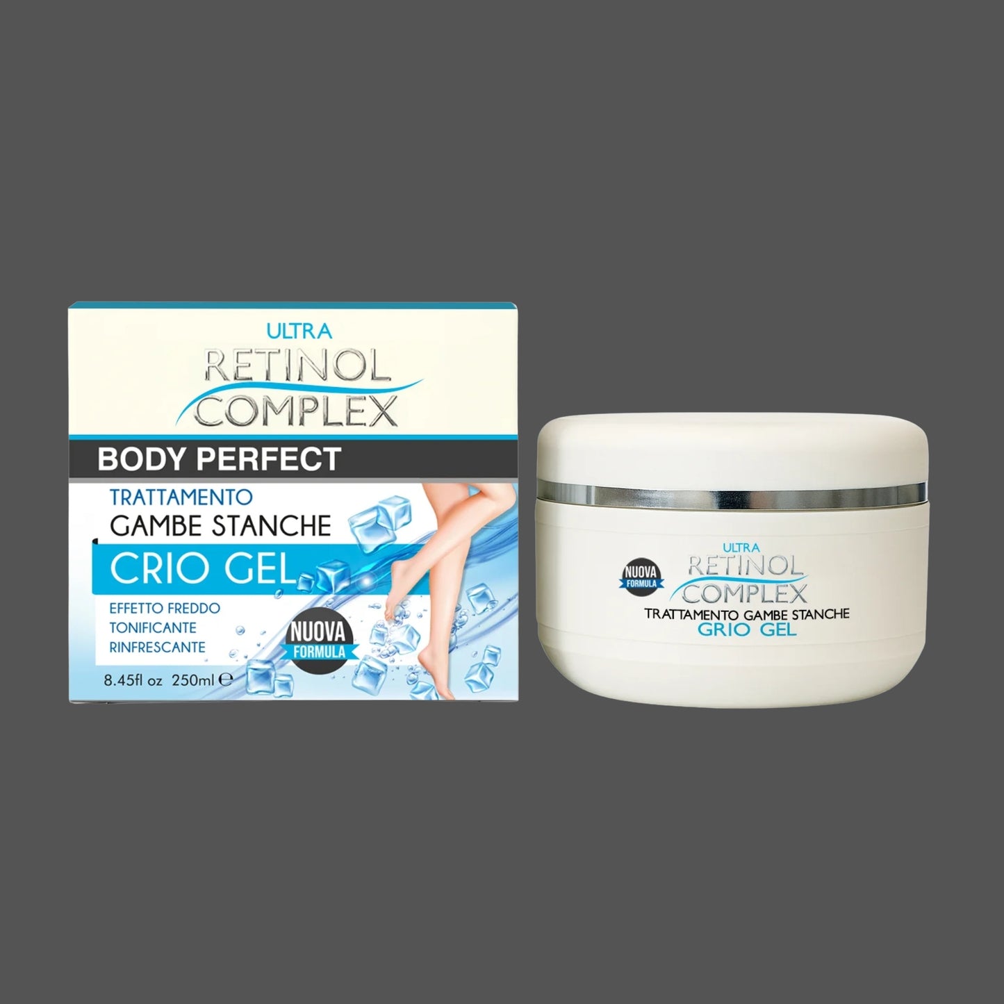 Crio Gel Gambe Stanche Retinol Complex – Effetto Freddo Tonificante e Rinfrescante, Nuova Formula 250ml