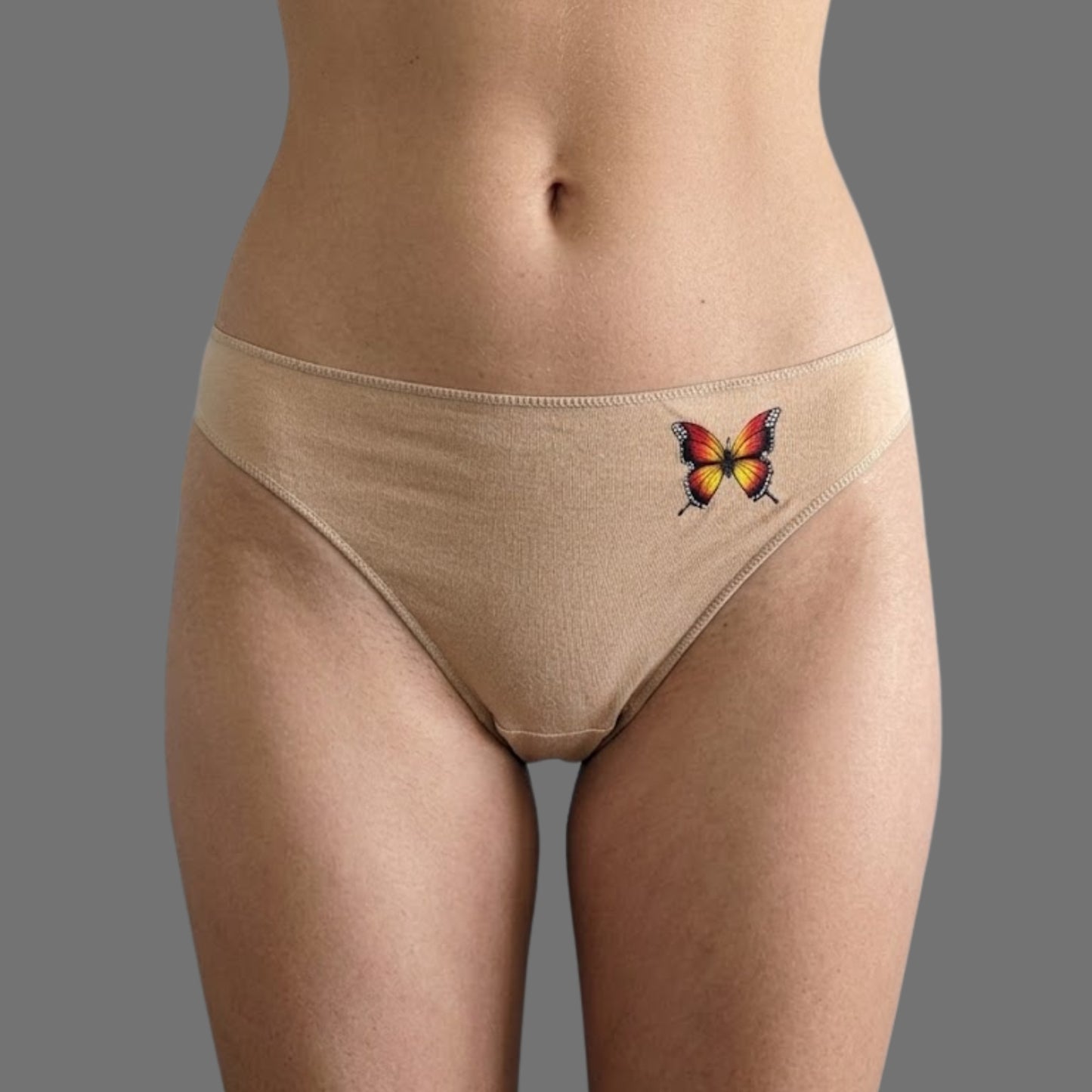 Perizoma Beige Nude con Patch Farfalla Ricamata | Intimo Donna Comfort - Donna Italiana