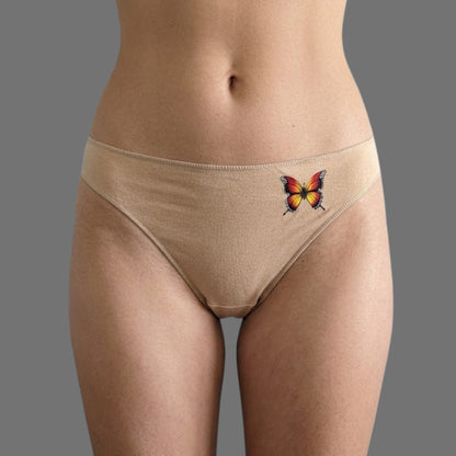 Perizoma Beige Nude con Patch Farfalla Ricamata | Intimo Donna Comfort - Donna Italiana