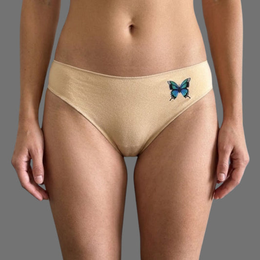 Slip Bikini Nude con Farfalla – Comfort & Style - Donna Italiana