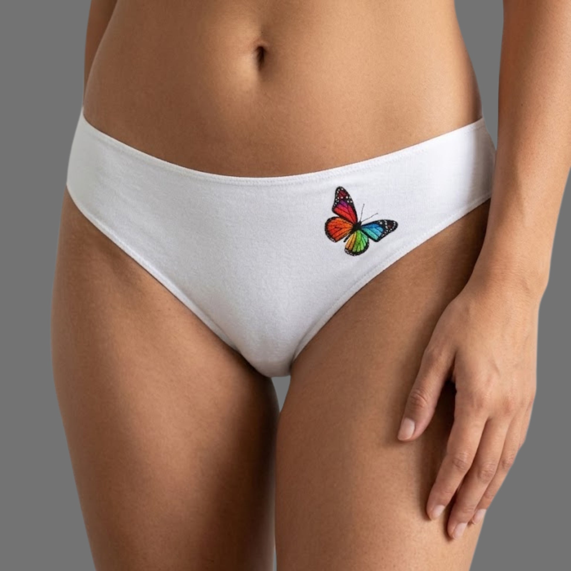 Slip Bikini Bianco con Farfalla – Comfort & Style - Donna Italiana