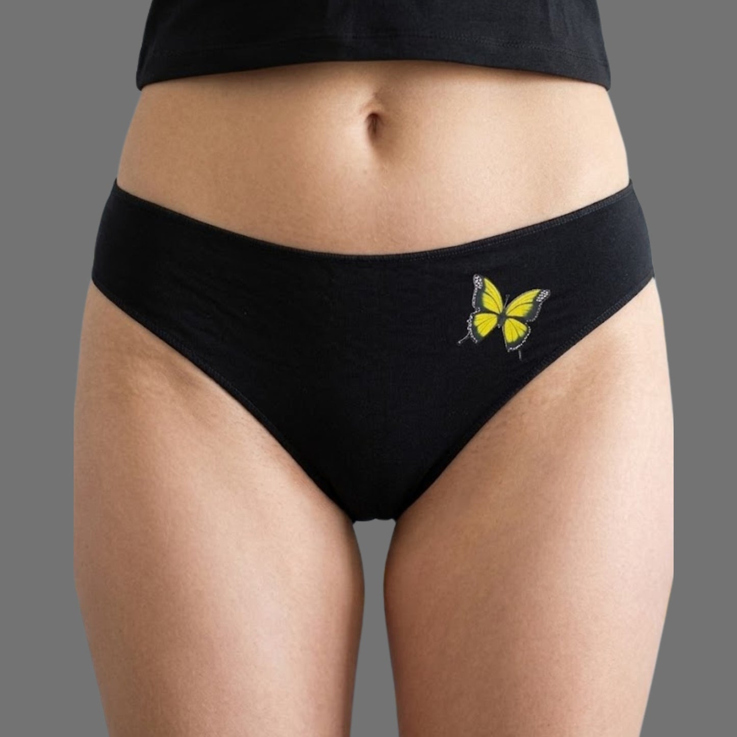 Slip Bikini Nero con Farfalla – Comfort & Style - Donna Italiana