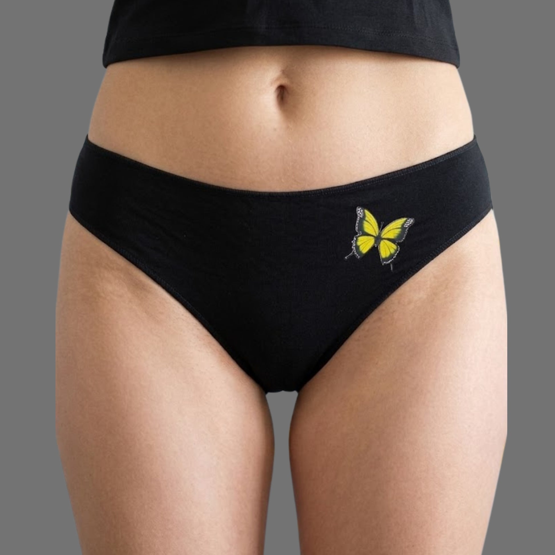Slip Bikini Nero con Farfalla – Comfort & Style - Donna Italiana