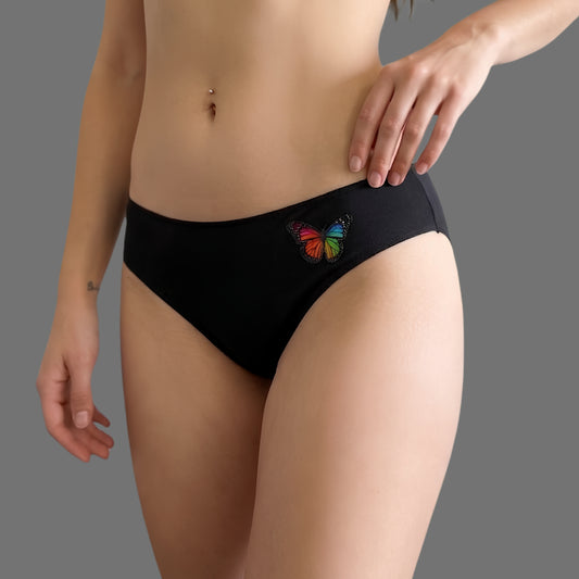 Slip Donna Nero con Farfalla – Intimo Comfort Everyday - Donna Italiana