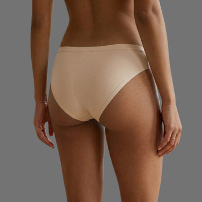 Slip Donna Beige con Pizzo Floreale e Pannelli in Raso | Intimo Nude Look Elegante - Donna Italiana