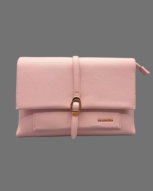 Borsa a Tracolla Coconuda Rosa Confetto con Patta e Chiusura a Passante - Donna Italiana