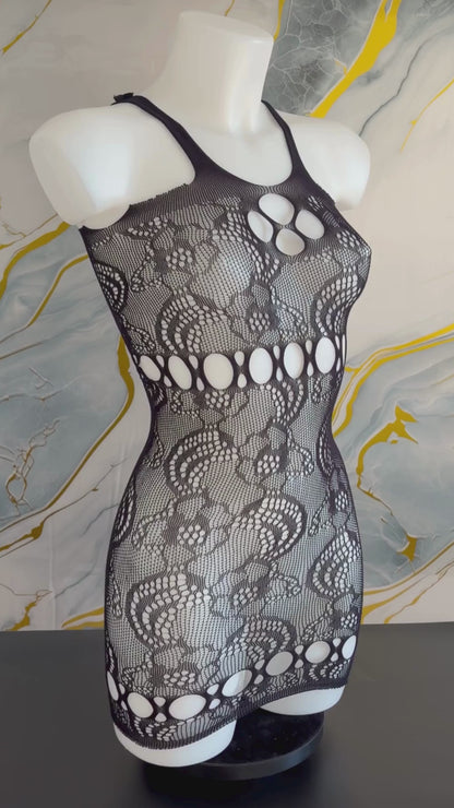Baby Doll in Pizzo Nero con Dettagli Cut-Out | Lingerie Sensuale da Donna