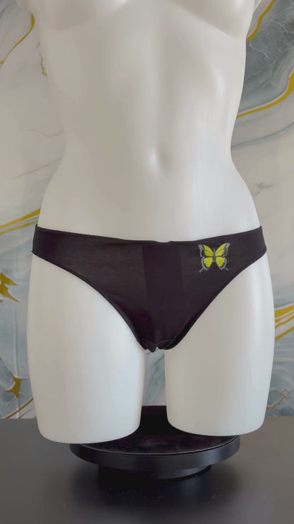 Perizoma Nero con Patch Farfalla Ricamata | Intimo Donna Minimal Chic