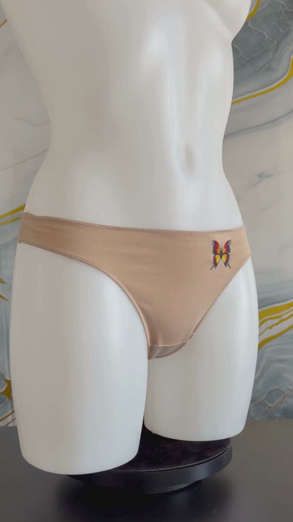 Perizoma Beige Nude con Patch Farfalla Ricamata | Intimo Donna Comfort