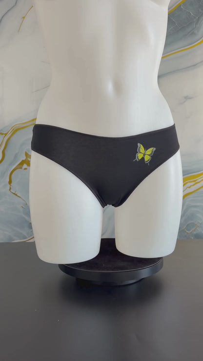 Slip Bikini Nero con Farfalla – Comfort & Style
